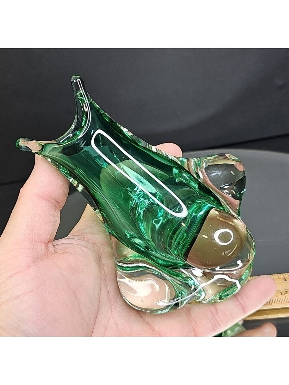 Krystyna Art Studio Small Glass Vase Signed By Jan Benda Czech Republic Green